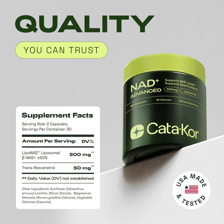 NAD+ ADVANCED Supplement for Anti-Aging, Energy, Focus- 60 Capsules